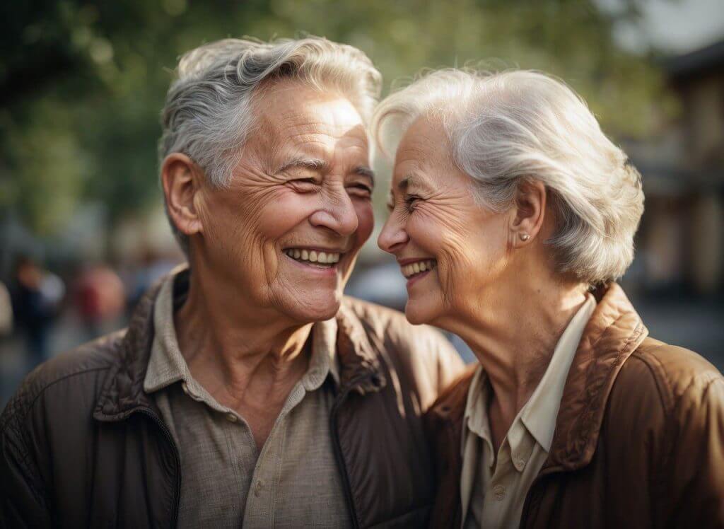 ancianos felices en casa